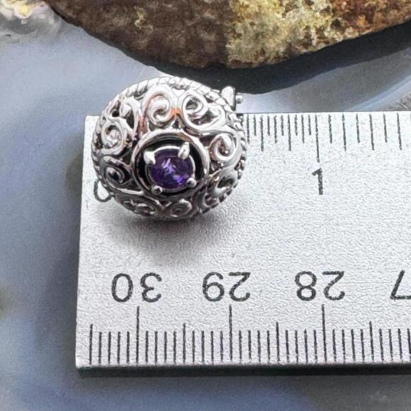 Carolyn Pollack Sterling Round Amethyst Omega Back Stud Earrings For Women - Picture 10 of 10